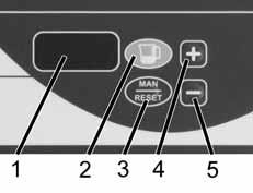 Bruksanvisning 1. 3-siffrig display 2. automatiskt flöde på - av 3. manuellt flöde + nollställning 4. inställningen ökar 5.