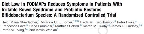 Gastroenterology 2017 (Hum Nutr Diet 2016) IBS diagnosis Handläggning kostråd till IBS-patienter on Refer back for