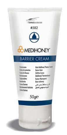 Finns i en mängd beredningsformer Medihoney Derma Cream Medihoney Barrier Cream 30% 30% Dermakrämen innehåller 30% Medihoney antibakteriell medicinsk honung.