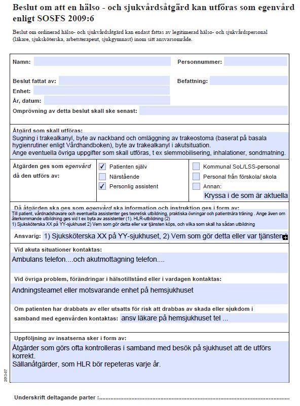 Exempel på vad som kan behöva