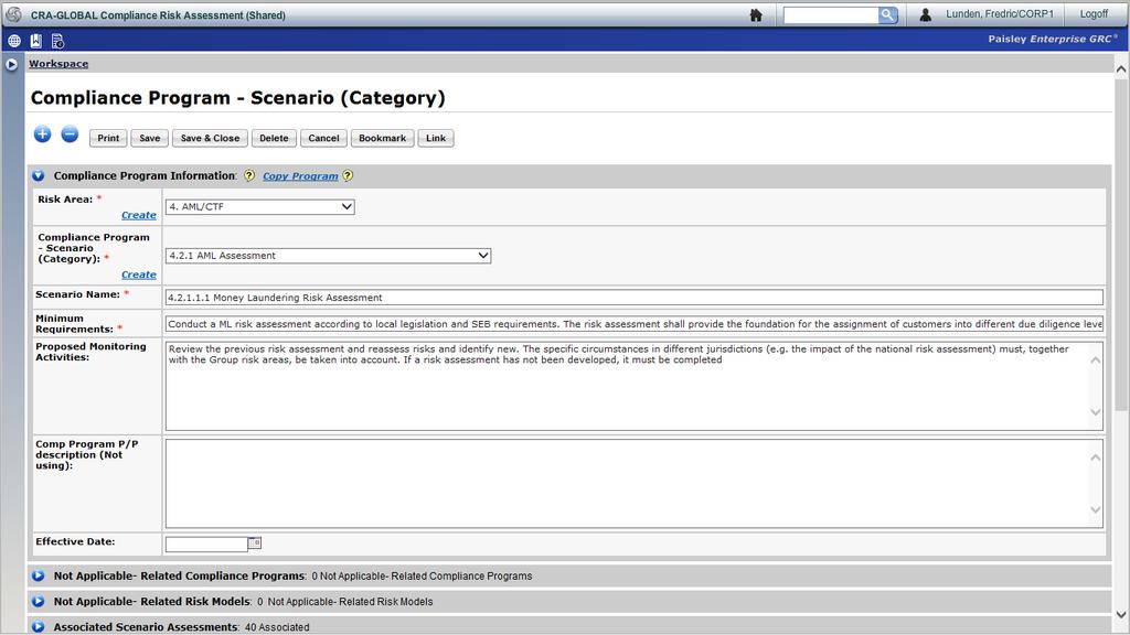 Compliance risk scenario, example 2015-03-19