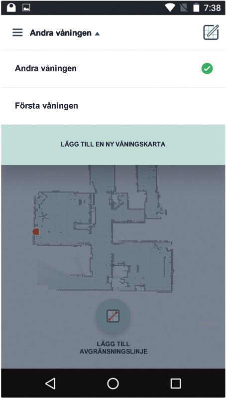 Rengöring med avgränsningslinjer För att rengöra med avgränsningslinjer måste roboten startas från en laddningsstation och rengöringen måste påbörjas från Neato-appen.