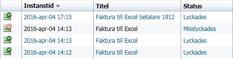 Rapportens status ändras med automatik, uppdatering sker ca var 10:e sekund tills rapporten är klar.