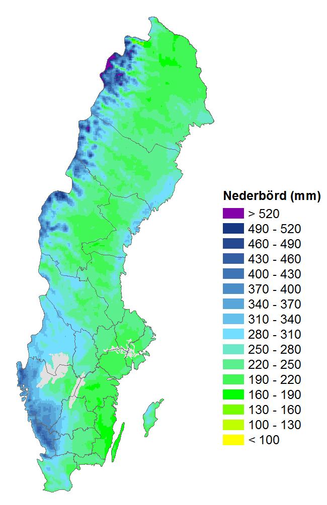 Nederbörd sep-nov 1961-90