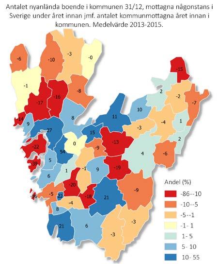 Även i Fyrbodal ökar populationen nyanlända efter något år jämfört med antalet som är kommunmottagna, medan i Göteborgsregionen och Skaraborg minskar populationen nyanlända med tiden jämfört med