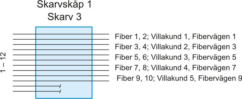 12 Exempel skarvplan 2.3.3.4 Panelkort MINIMIKRAV PANELKORT Panelkort ska tas fram. Ett panelkort är en förteckning över termineringar i en ODF.