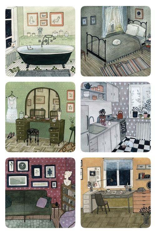 Illustration och mönster sida 13 Att jag är mycket förtjust i illustrationer av rum med mycket färger och mönster är något jag upptäckt under min Pinterest tid.