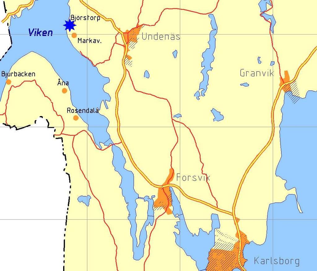 4(16) PLANDATA Läge och areal Planområdet ligger i den nordvästra delen av Karlsborg kommun ca 17 km från Karlsborg tätort.