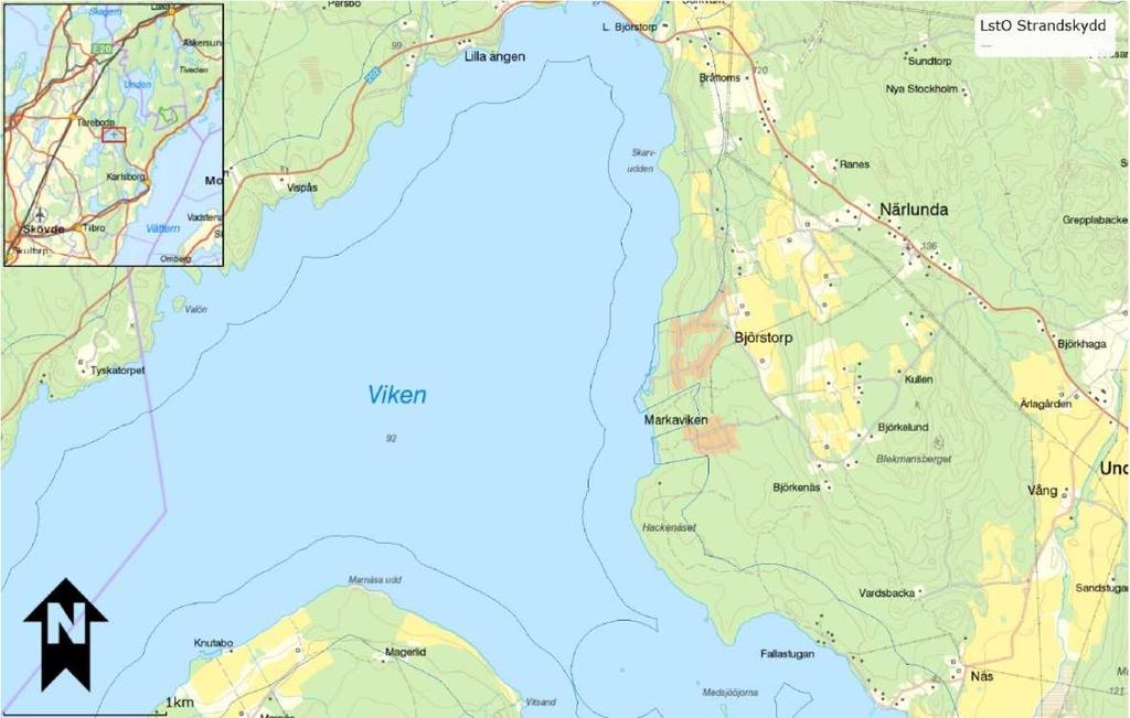 9(16) Strandskydd Lst. Miljökvalitetsnorm för vatten Planområdet berör Vikens ytvattenförekomst.