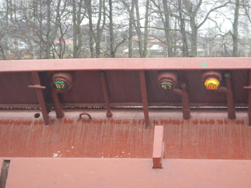 Figur 20. Pejlrör för ballasttankar och bunkertank styrbord sida. 1.12.