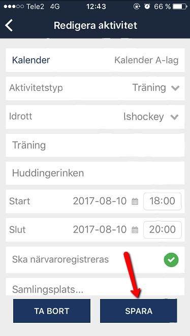 Ändra aktivitet 1. Klicka på aktiviteten. 2.