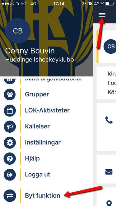 Byt funktion 1. Klicka på menyknappen. 2. Klicka på Byt funktion. 3.