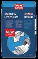 E C100 % SAFE PERFORMAN Fästmassa Multifix Premium Dammreducerad, flexibel fästmassa med låg åtgång för montering av alla slags keramiska plattor t ex granitkeramik.