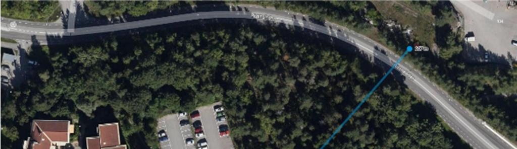 Figur 7. Räfsan 2 ligger på ett avstånd av ca 110 meter från närmaste växel i depåområdet.