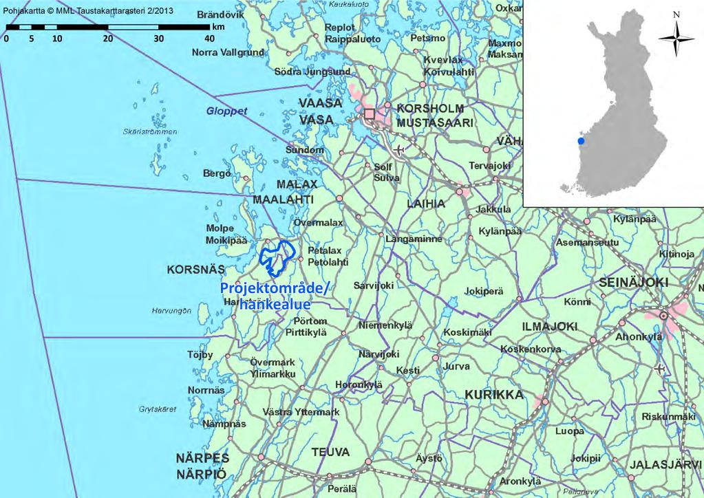 FCG DESIGN OCH PLANERING AB MILJÖKONSEKVENSBESKRIVNING 1 (263) MOLPE-PETALAX VINDKRAFTPARK 1 INLEDNING VindIn Ab Oy planerar en vindkraftspark som sträcker sig över områden i Korsnäs kommun och Malax
