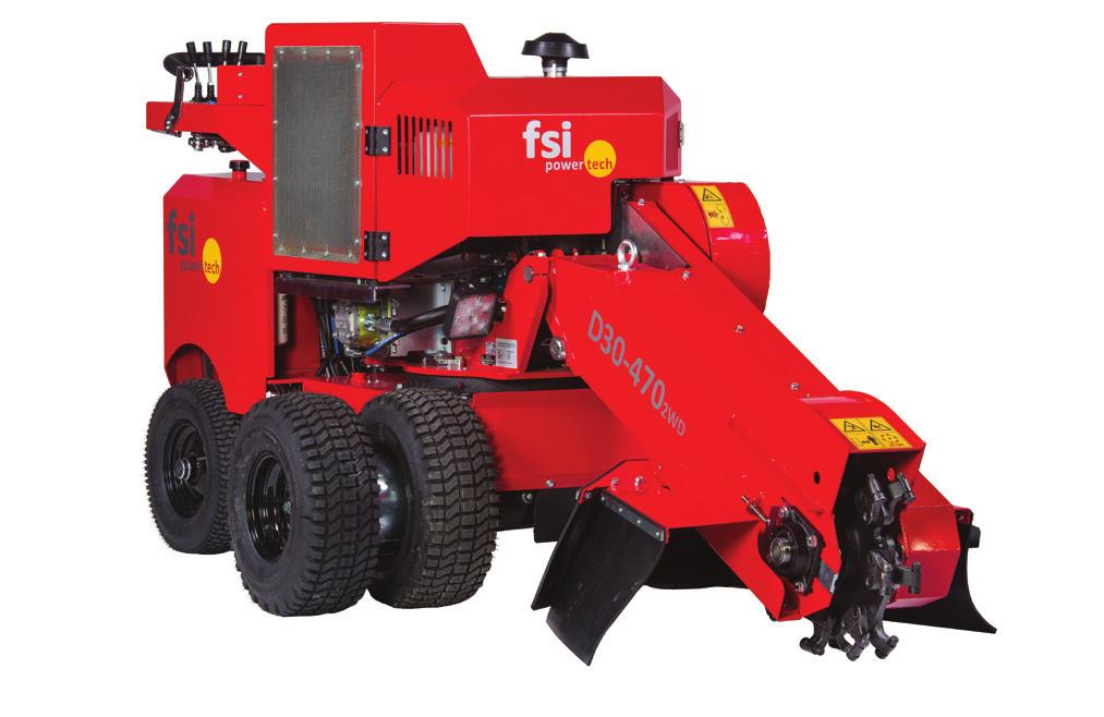 D30 Maskinens bredd Svängning Höjd/Djup 800 mm 380 mm D30 800/1350 mm D30 TRACK 800/1050 mm D30: Stubbfräs med 2WD och dieselmotor FSI D30 är avsedd för seriösa användare som använder en stubbfräs