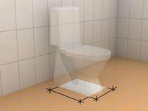 Kap. 2 : Utförande till skydd mot vattenskador Infästning i golv av WC-stol eller bidé 2.11.2 400 mm 300 mm 2.11.3 60 mm fig. 2.11.2a fig. 2.11.2b För infästning krävs en rektangulär plan monteringsyta på minst 300 x 400 mm.