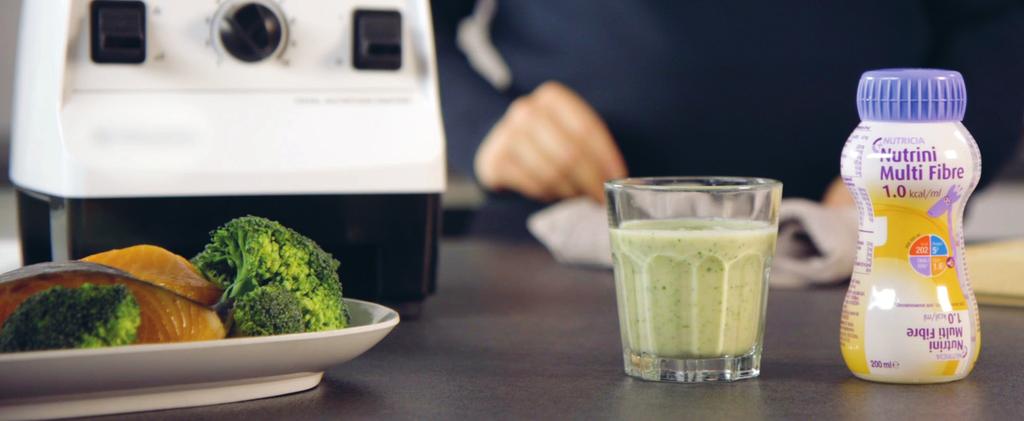 MIDDAG LAX MED POTATIS OCH BROCCOLI (2 dl) INGREDIENSER 80 ML NUTRINI SONDNÄRING (5,3 MSK) 40 G KOKT, MJÖLIG POTATIS (4 MSK SMÅ TÄRNINGAR) 40 G VÄLKOKT BROCCOLI (4 MSK FINT HACKAD) 30 G TÄRNAD KOKT