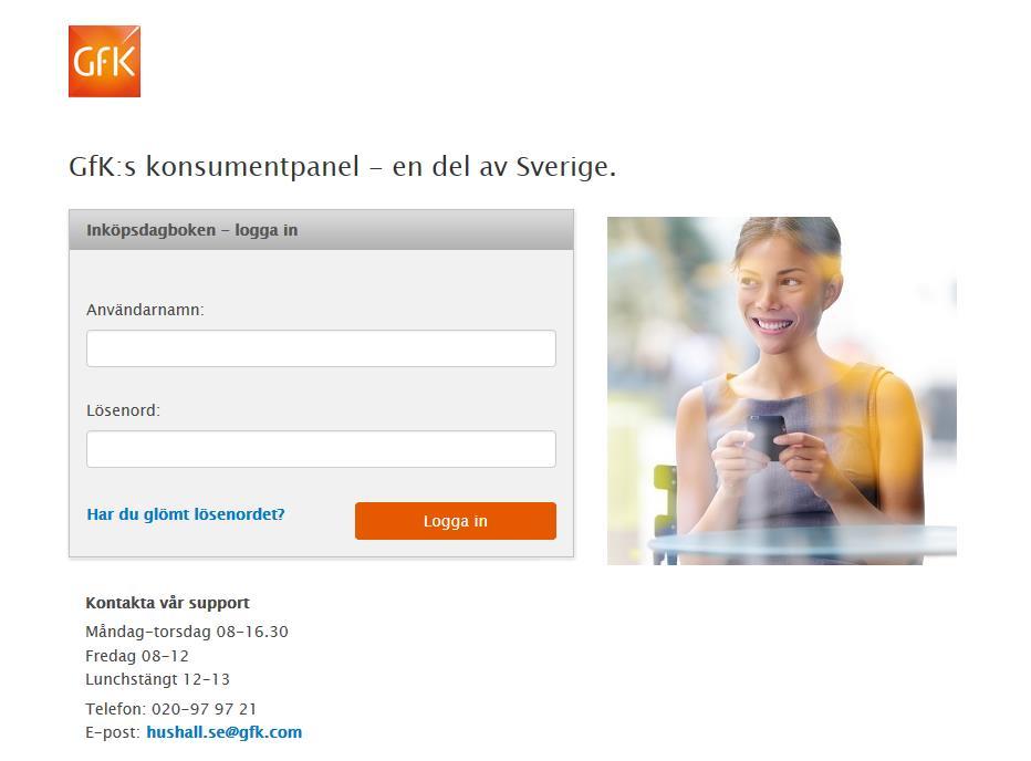 1. Kom igång med Sverige i Fokus Varje gång du har köpt hem sällanköpsvaror, logga in i inköpsdagboken för att registrera dem.