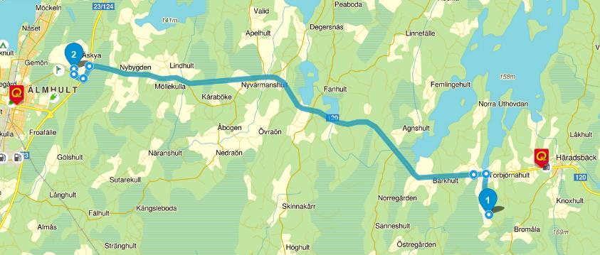 Vägbeskrivning Från Älmhult kör mot Tingsryd (väg 120). Efter ca 17 km sväng höger skyltat Bromåla.