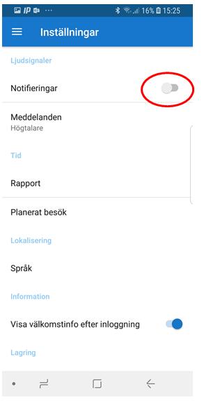 varandra): Klicka på Inställningar och inaktivera sedan