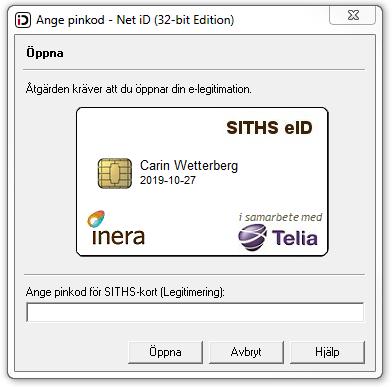 3(24) Bekräfta ditt certifikat och klicka på Ok 971550 Ange din 6-siffriga pinkod för legitimering och klicka på Öppna Om du