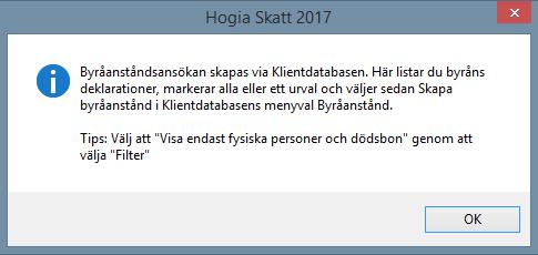 Läs informationstexten och klicka sedan på OK. Du kommer nu till Klientdatabasen där du först väljer vilka källmappar du vill visa.