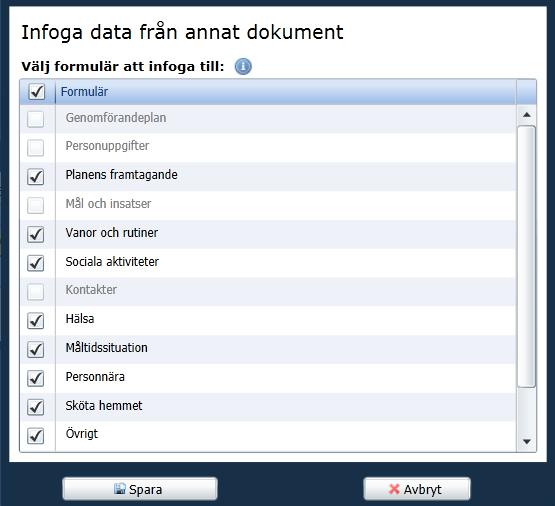 . Markera den handling du vill hämta information ifrån.