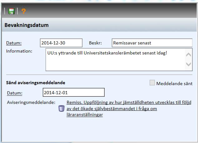 Sida 24 Bild 37 - Datum för när e-postmeddelandet ska skickas 29 Kategoriseringsmallar För att underlätta vid registreringen finns det möjlighet att knyta ett antal kategorier till varje serie.