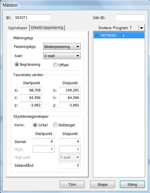 Laser/ Cloud of Points Skjutmåttsverktyg (R1) Med skjutmåttet får du en lokal tvåpunktsstorlekskontroll på punktmängd eller rutnätsobjekt (Mesh).