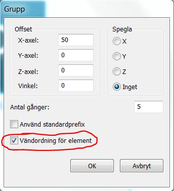 Klistra in mönster (R1) Tillägg av kryssrutan Vändordning för element i dialogrutan Mönster (Redigera Mönster).