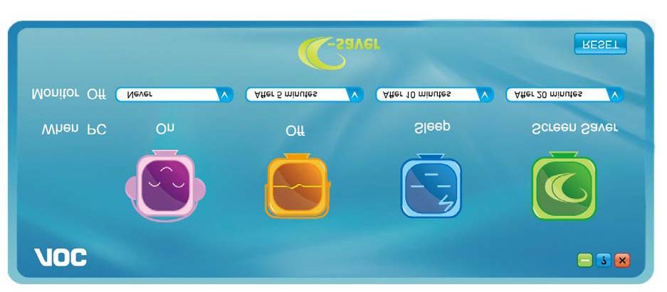 e-saver Välkommen att använda AOC:s energihanteringsprogramvara e-saver för skärmen.