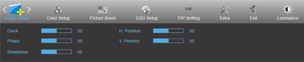 Image Setup (Bildinställning) 1. Tryck på MENU (MENY) för att visa menyn. 2. Tryck på eller för att välja (Image Setup (Bildinställning)) och tryck på MENU (MENY) för att öppna. 3.