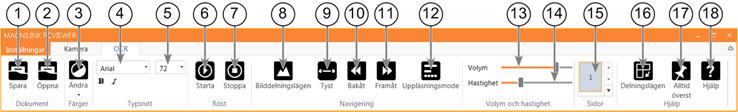Följande flik visas endast om systemet har licens för OCR. 1. Spara dokument Öppnar en dialogruta. Ett filnamn (dagens datum och tid) föreslås automatiskt.