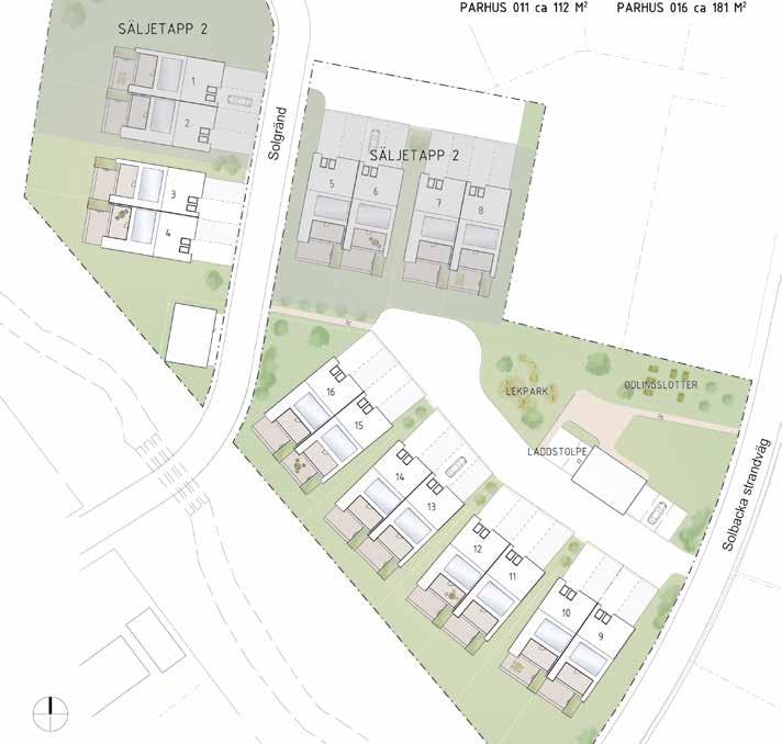 OMRÅDET Danmark kommer att bestå av 16 parhus i 1 ½-plan som ger en känsla av semesterhusen utanför Århus i Danmark. Första etappen består av tio parhus, stramt återhållsamma med indragen takterass.
