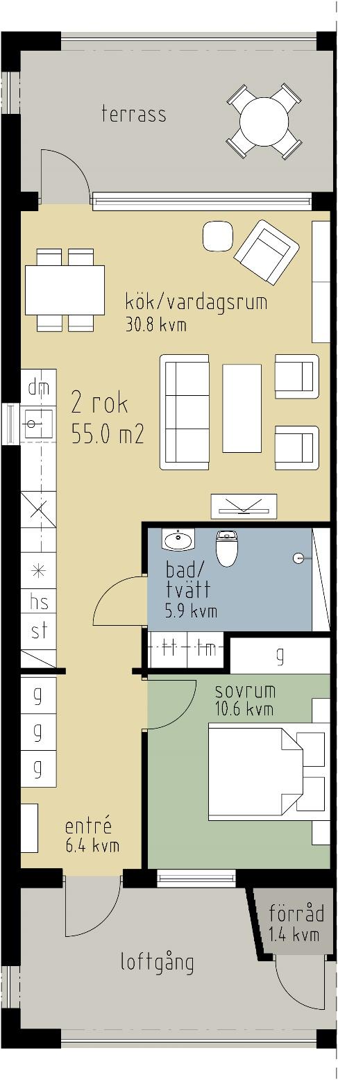 18 LORENSBERG 3 2 ROK 55,0 M 2 HUS A, PLAN 1,2,3 & 4 LGH NR: 1102, 1103, 1104, 1105, 1202, 1203, 1204, 1205, 1302, 1303, 1304, 1305, 1402, 1403, 1404, 1404