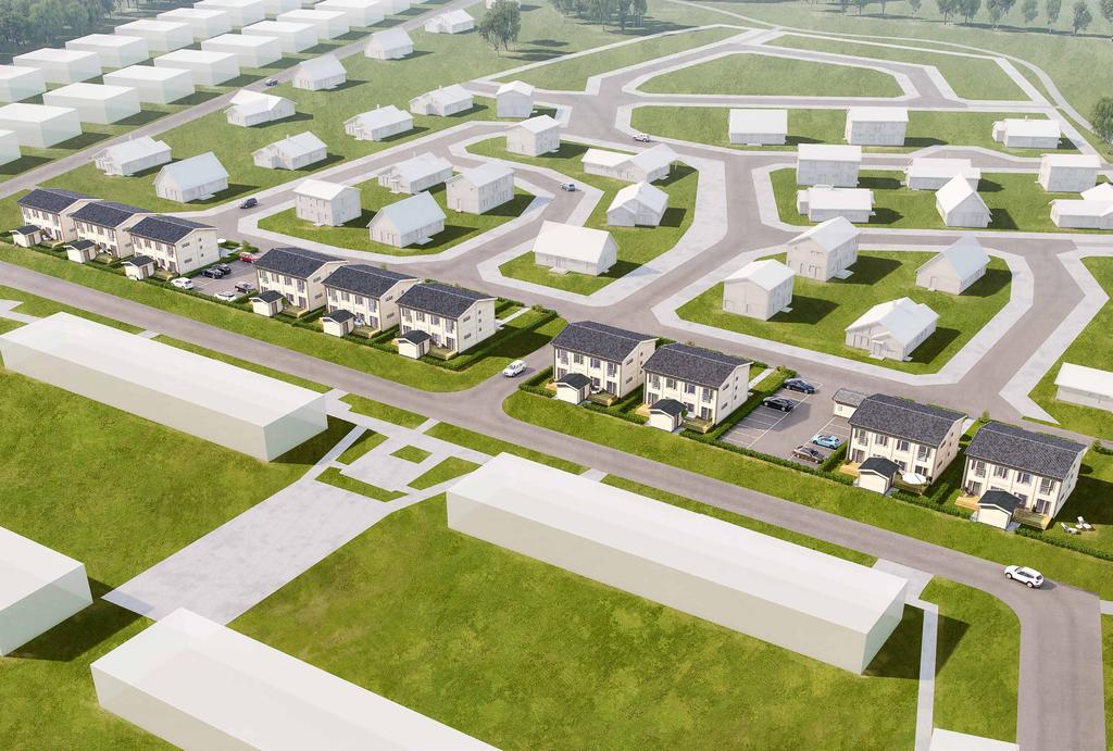 2 BR ÅSUMTORP BR ÅSUMTORP 3 Brf Åsumtorp Norra Åsum är ett naturskönt och barnvänligt område strax söder om Kristianstad där OBOS bygger 20 parhus om 107 m² som bostadsrätter.