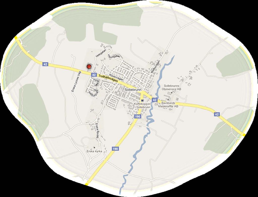 Du hittar oss längs riksväg 42 mellan Vårgårda (E20) och Trollhättan eller via väg 190 från Alingsås.