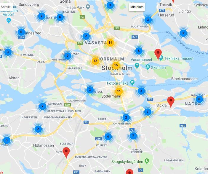 Offentliga laddplatser för elbilar (okt 2018) www.miljofordon.