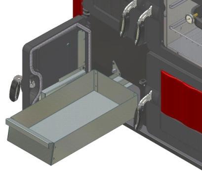 ASKLÅDA Asklådan är placerad under gallret. Töm askan när kökspannan är kall och glöm inte att använda skyddshandske (se fig. 2).