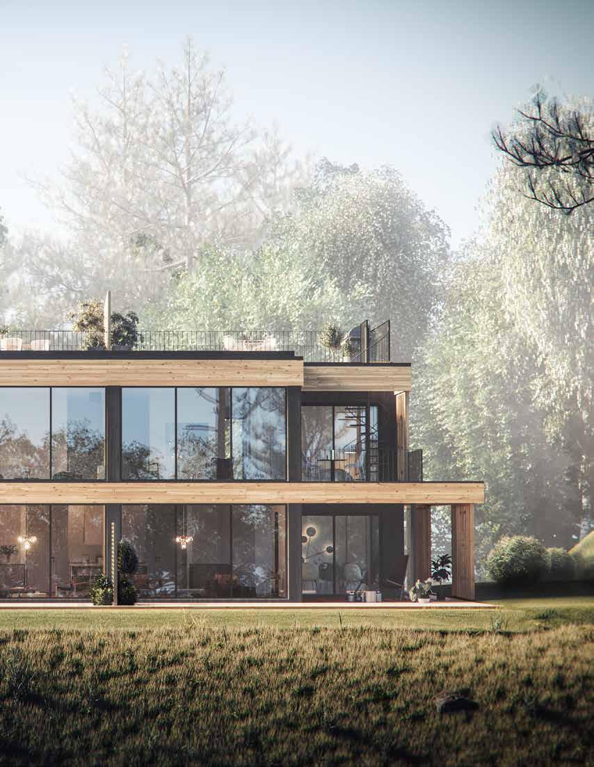Moderna parhus i skärgårdsmiljö v å r a 1 5 8 k v a d r a t m e t e r s t o r a p a r h u s g e r k ä n s l a n a v e n e g e n v i l l a o c h p a s s a r d e n aktiva familjen s o m v i l l h a e t