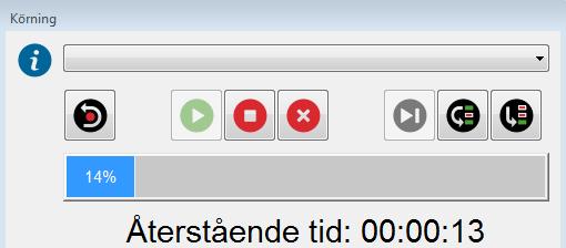 Körväg Återstående programkörningstid Återstående programkörningstid kan visas i kördialogen. Man kan även lägga till extra tid för t.ex rapportutskrifter.