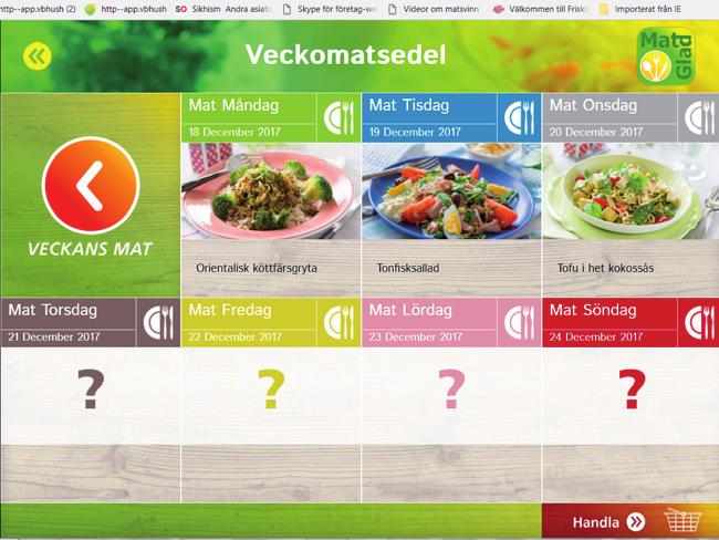 9.5 Att planera veckomatsedel med MatGlad Planera önskat antal dagar Ni väljer själva hur många dagar ni vill planera för.
