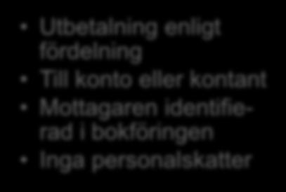 fördelning Till konto eller