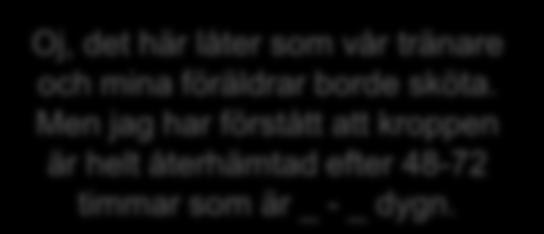 genom att bygga upp försvaren (mot den stress som träningen innebar) starkare Tränar för ofta - utmattning Tränar lagom ökad träningseffekt Oj, det här låter som vår