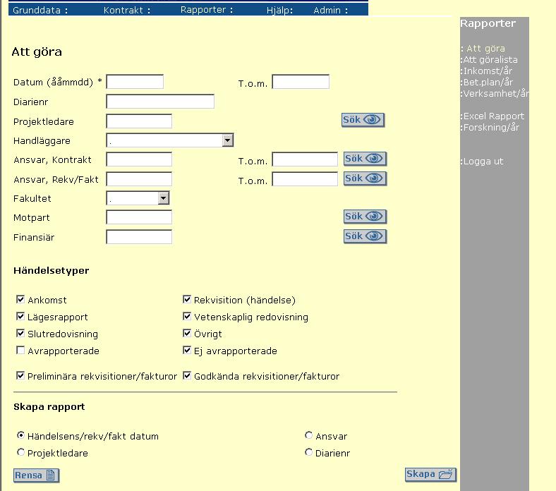 4.1 Att göra Att göra rapporten är baserad på inlagda händelser samt preliminära och godkända rekvisitioner/fakturor.