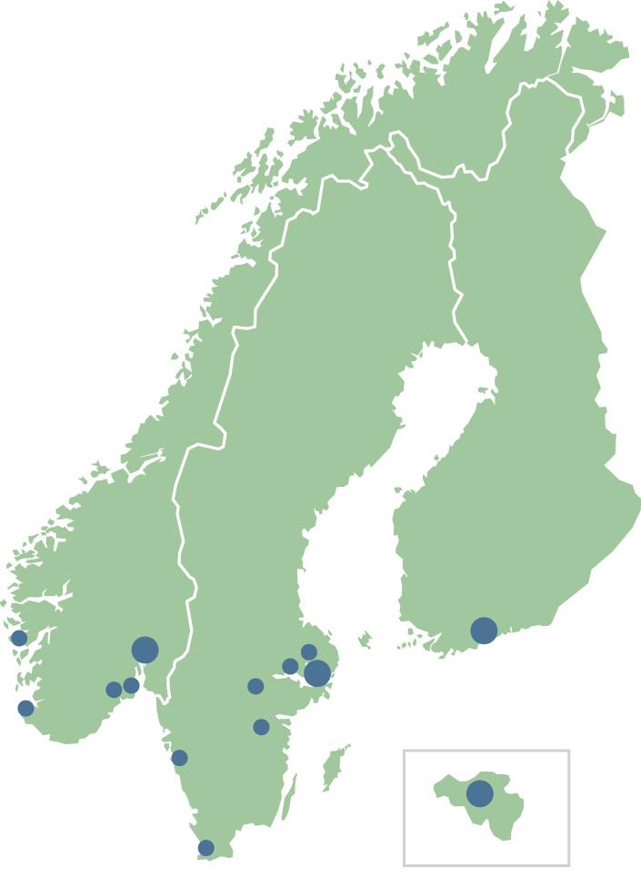 Koncernen Intäkter: 16,7 mdkr 1) Balansomslutning: 13,5 mdkr Antal