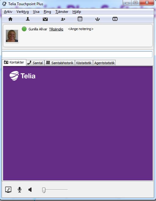 Touchpoint Plus Softphone I verktygsfältet kan du välja funktioner i menyer eller med hjälp av snabbknappar.