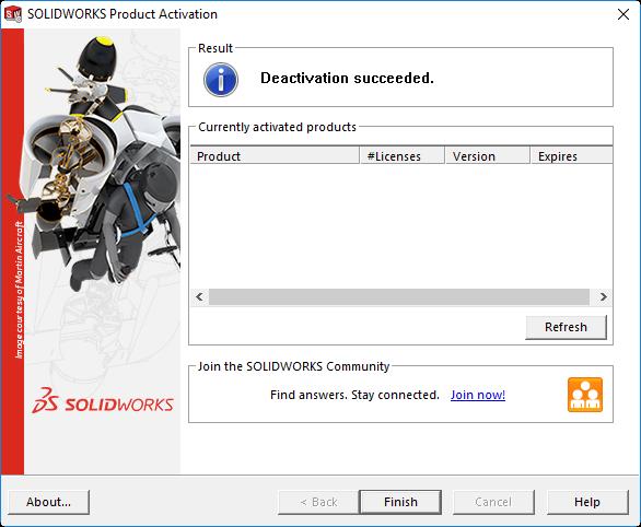 DEL 2: Installation av flytande licenser Avaktivering klar. Klicka på Finish för att avsluta.