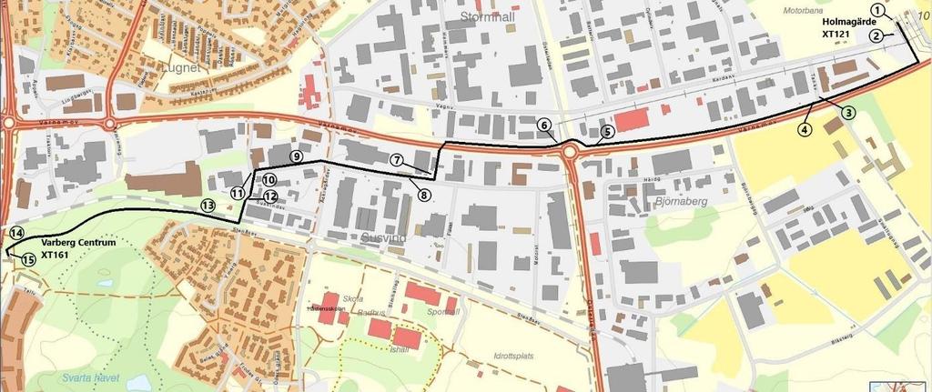 2 Beskrivning av verksamheten 2.1 Lokalisering, omfattning och syfte Ansökan om ny och förnyad nätkoncession avser sträckan station Holmagärde - station Varberg Centrum (Svart heldragen linje).